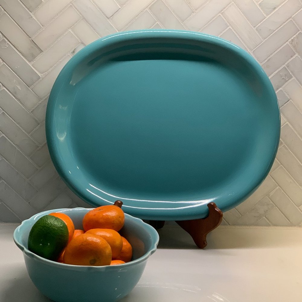 Vintage Crown Corning Japan Teal Serving Platter - Picture 15 of 15